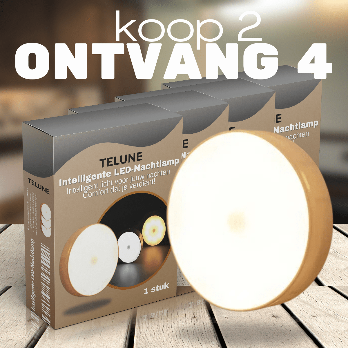 Intelligente LED-Nachtlamp – Koop 2, Ontvang 4