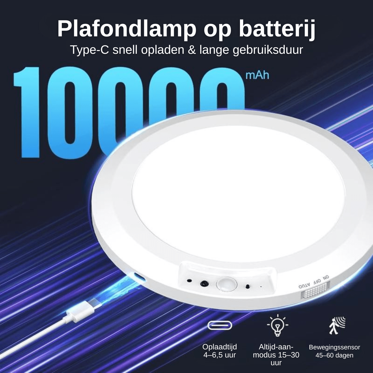LumiNest™ – Draadloze Plafondlamp met Sensor