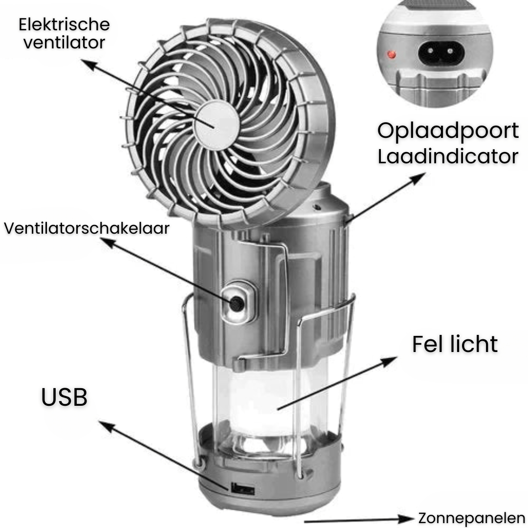 Draagbare LED-Campinglamp met Ventilator
